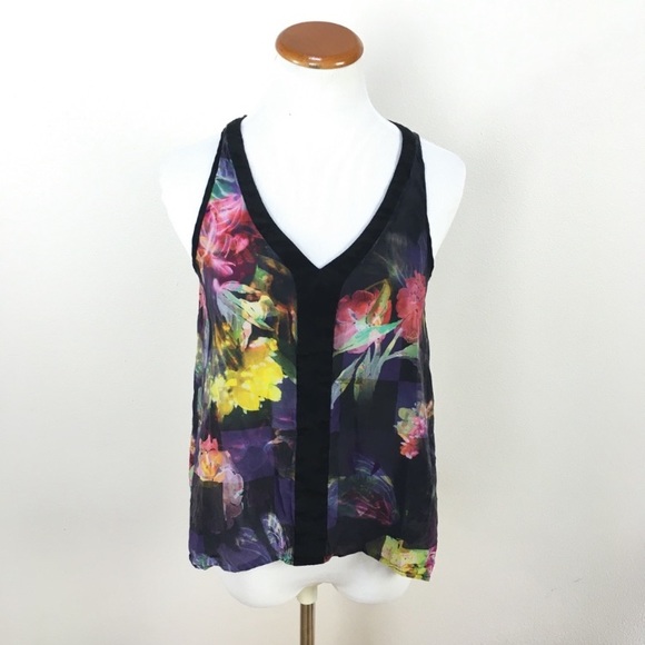 Aritzia Talulah Silk Floral Sleeveless Tank Top Women’s‎ sz Medium - Picture 1 of 5